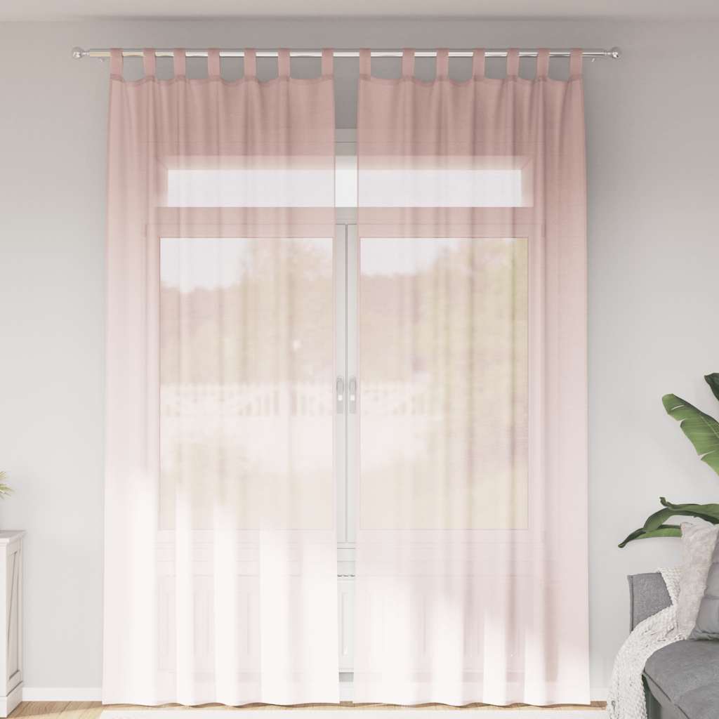 Tende in Voile con Passanti 2 pz Rosa Chiaro 140x260 cm