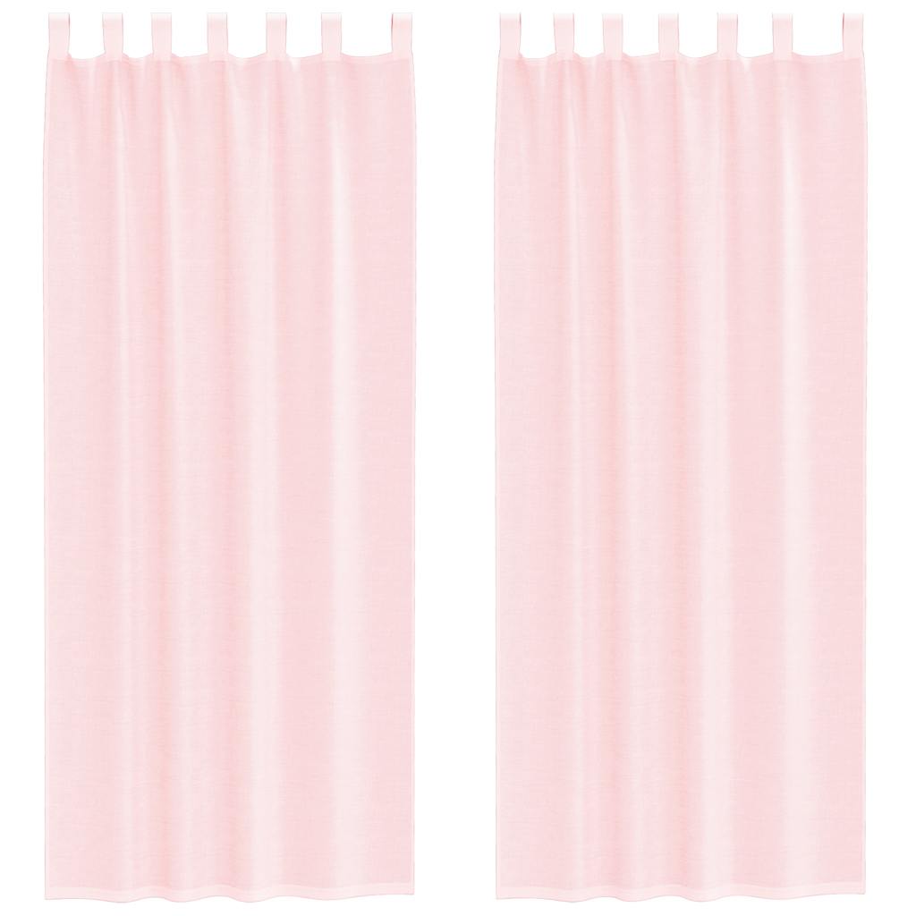 Tende in Voile con Passanti 2 pz Rosa Chiaro 140x260 cm