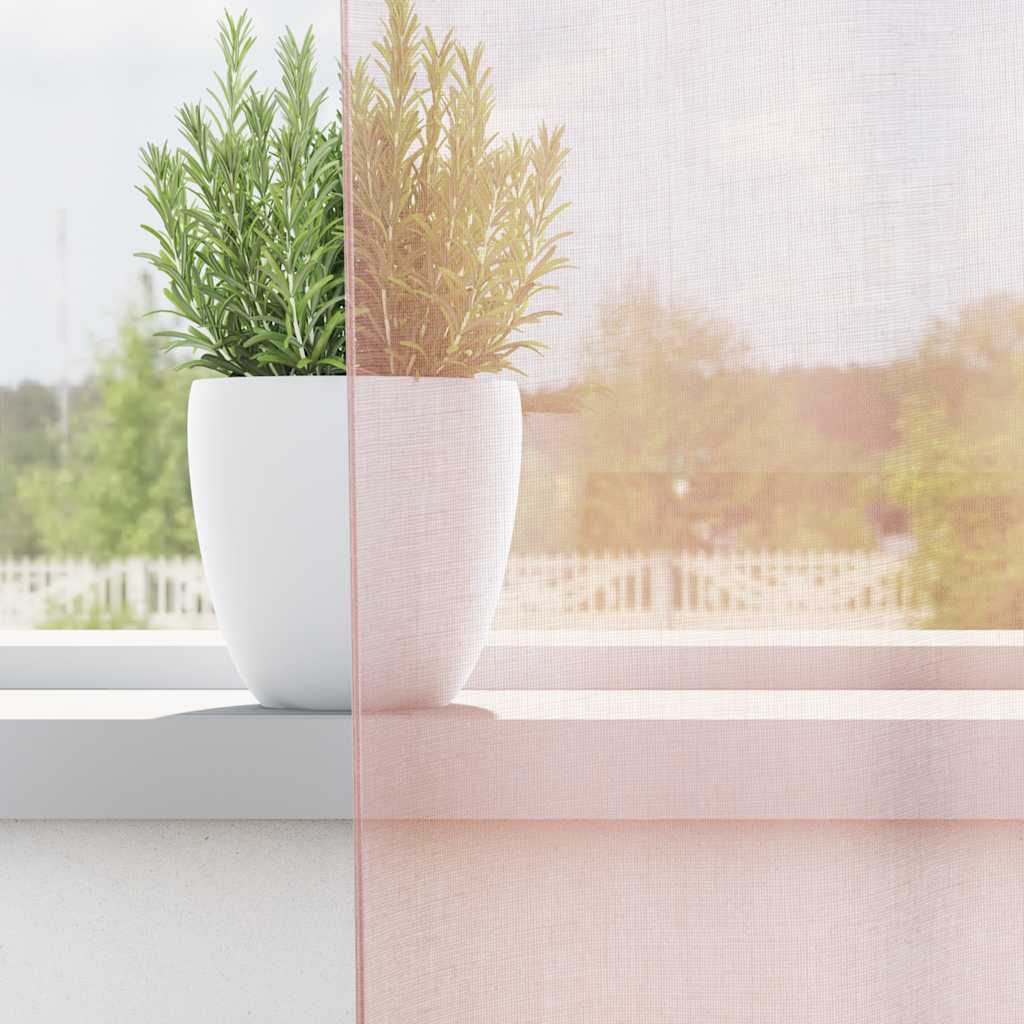 Tende in Voile con Passanti 2 pz Rosa Chiaro 140x260 cm