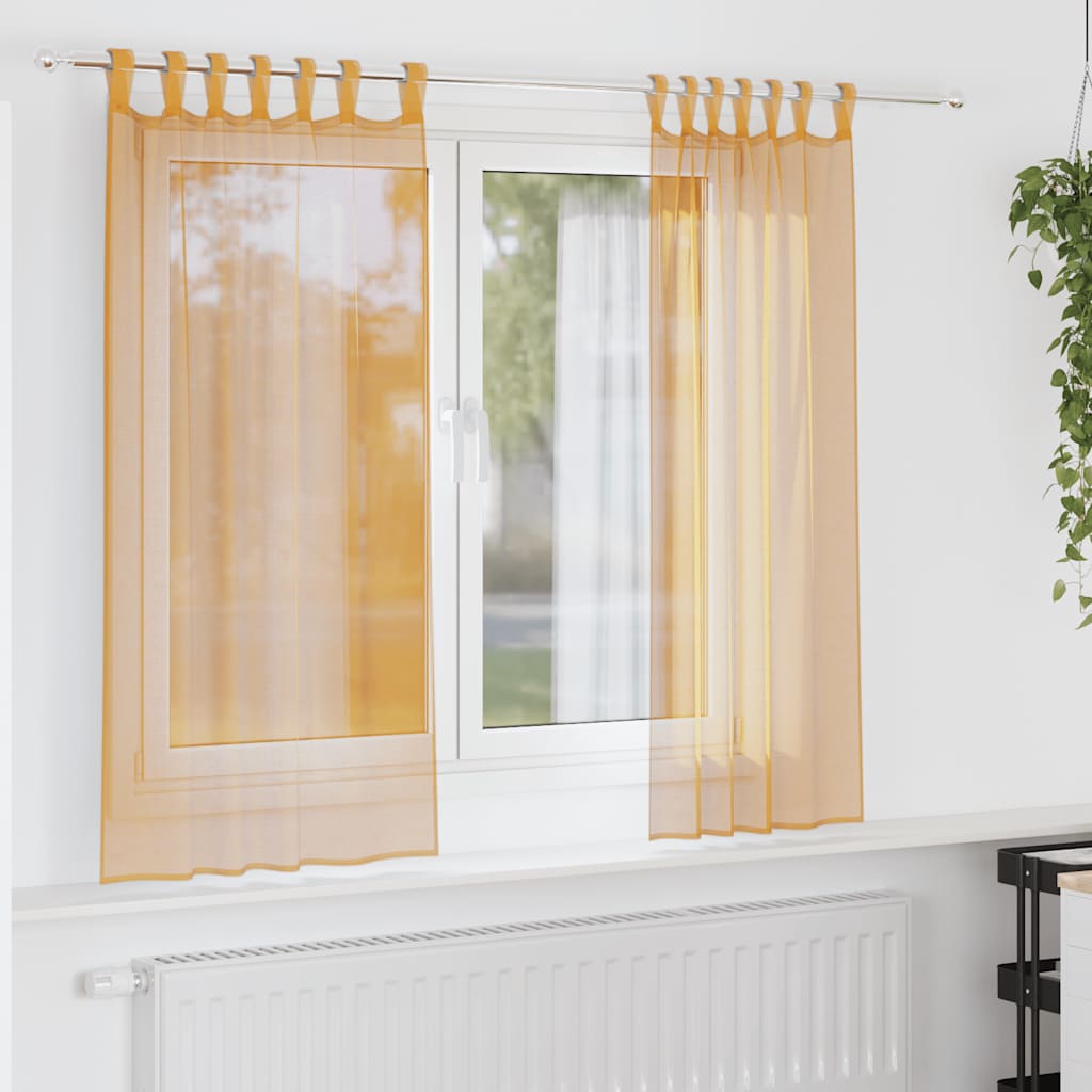 Tende in Voile con Passanti 2 pz Arancio 140x175 cm