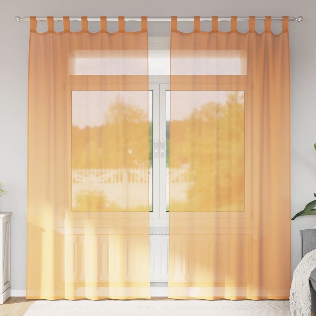 Tende in Voile con Passanti 2 pz Arancio 140x245 cm