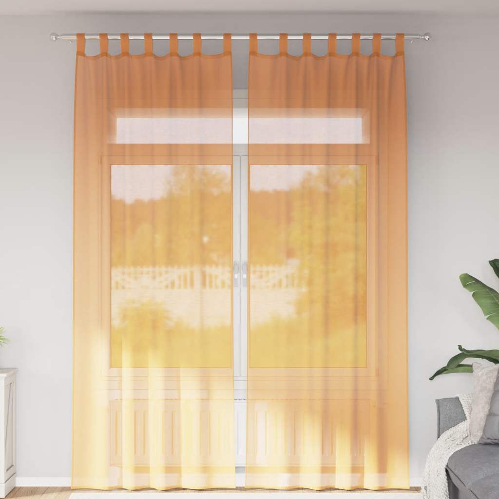 Tende in Voile con Passanti 2 pz Arancio 140x260 cm