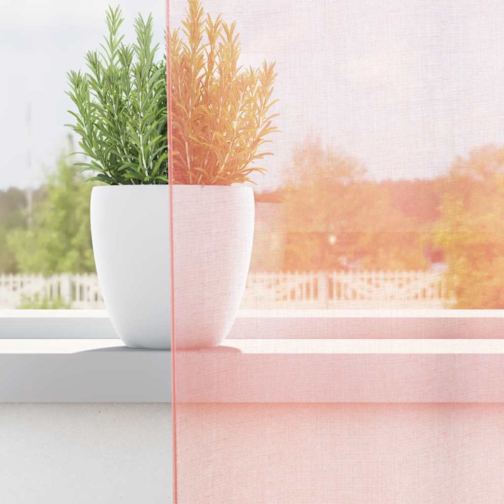 Tende in Voile con Passanti 2 pz Rosa 140x140 cm