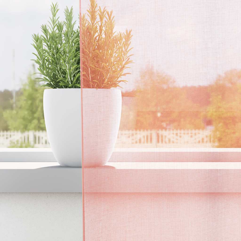 Tende in Voile con Passanti 2 pz Rosa 140x225 cm