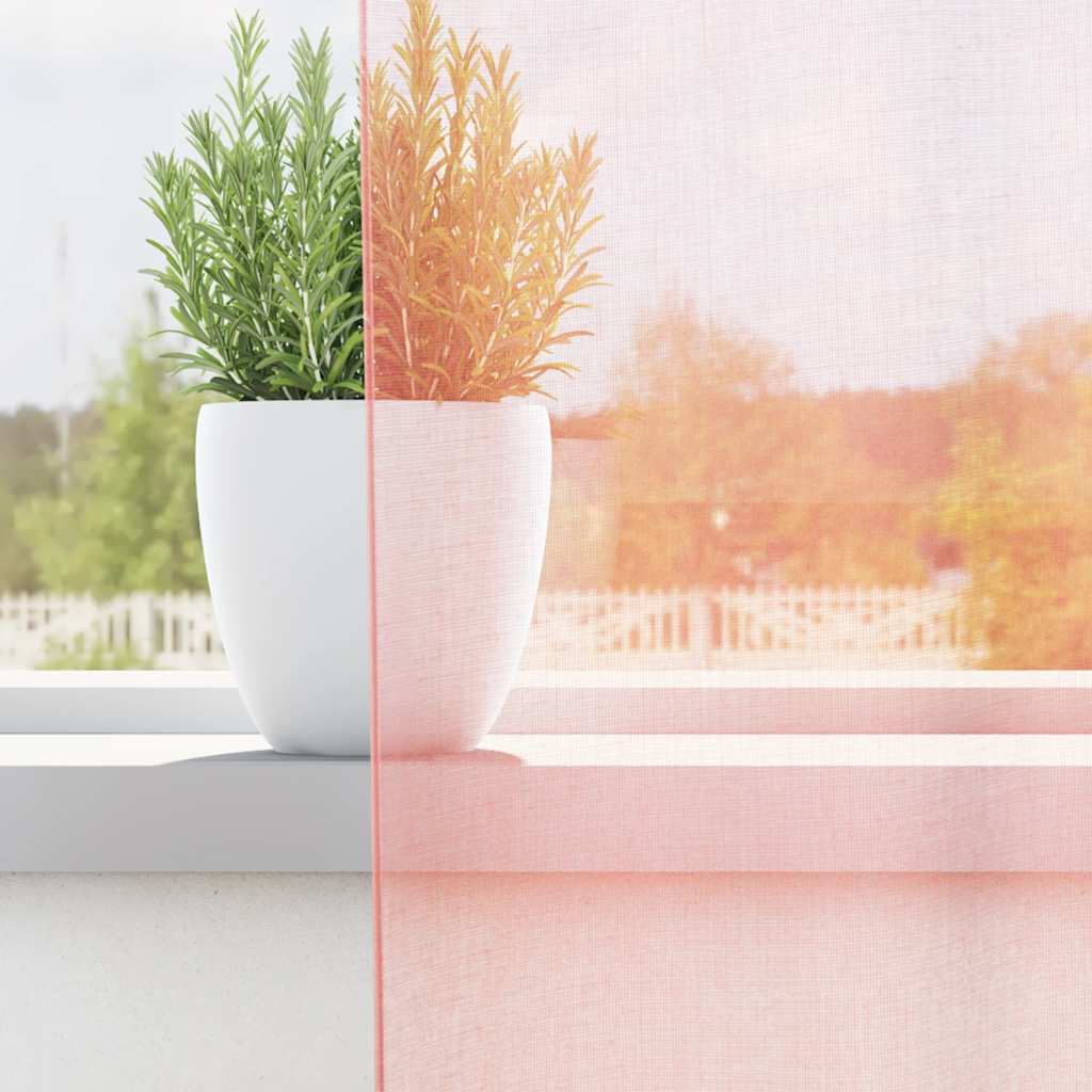 Tende in Voile con Passanti 2 pz Rosa 140x260 cm