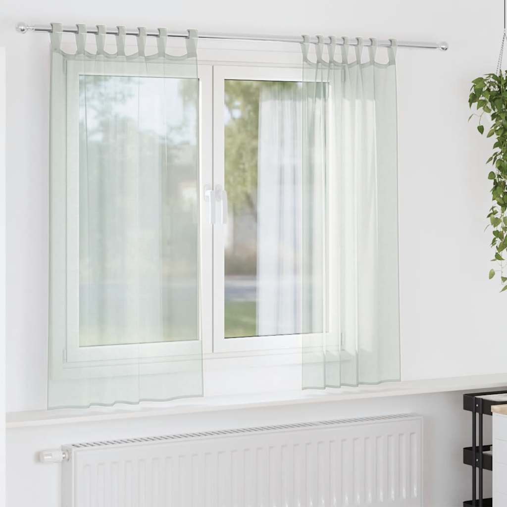 Tende in Voile con Passanti 2 pz Grigio Chiaro 140x140 cm