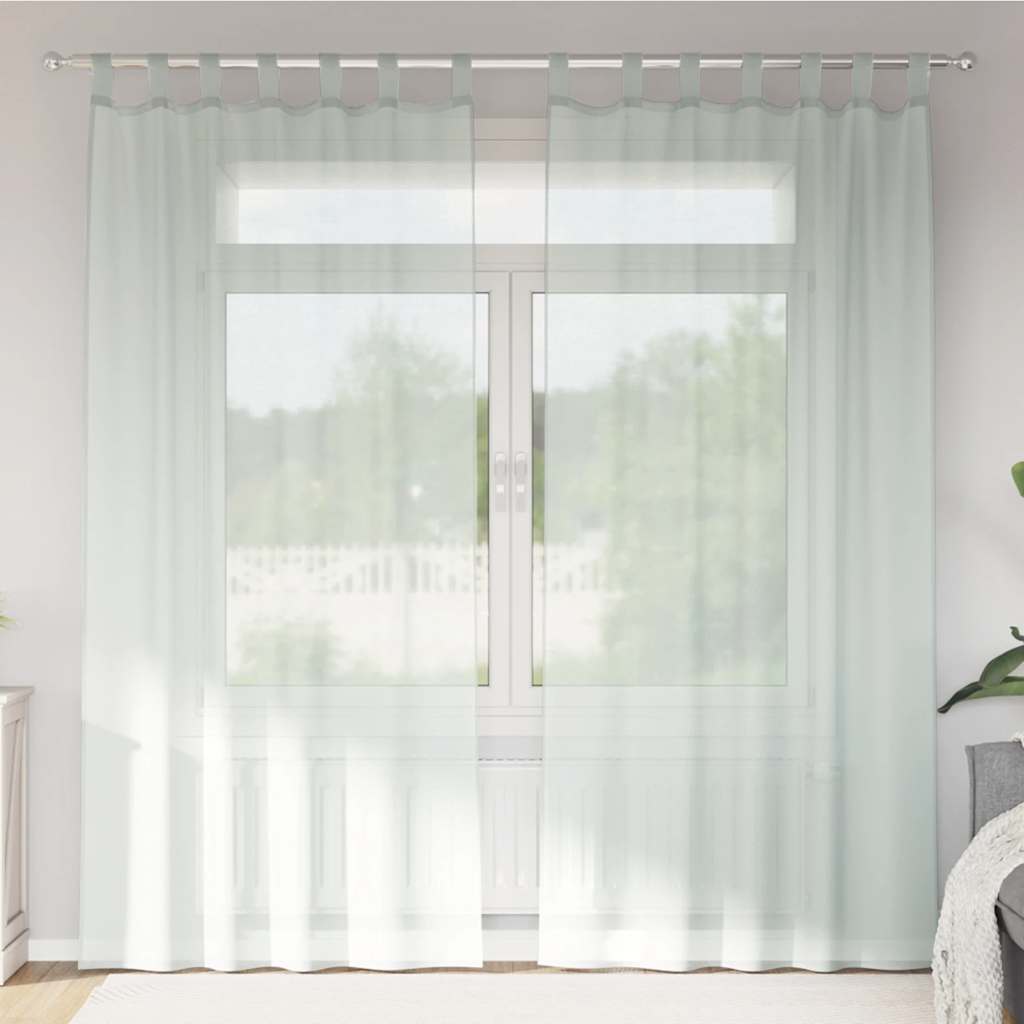 Tende in Voile con Passanti 2 pz Grigio Chiaro 140x245 cm
