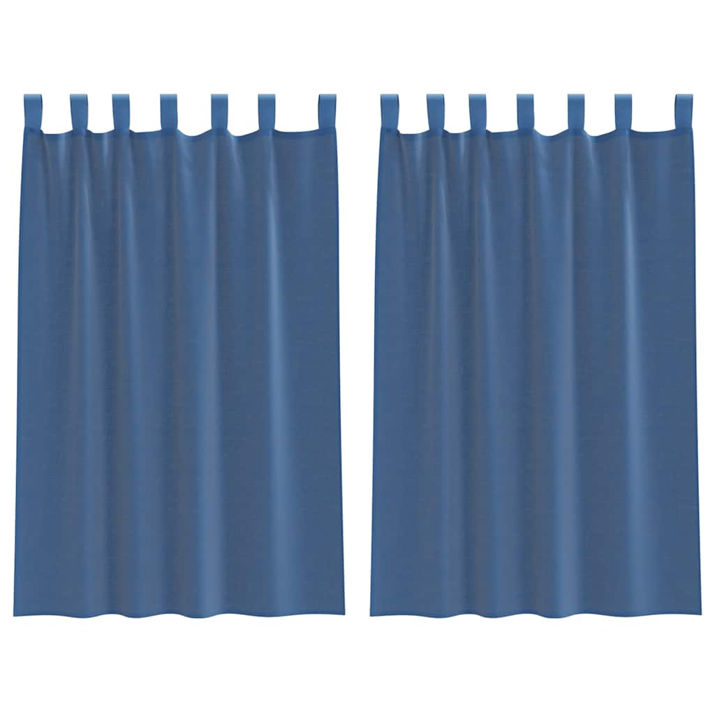 Tende in Voile con Passanti 2 pz Blu Reale 140x175 cm