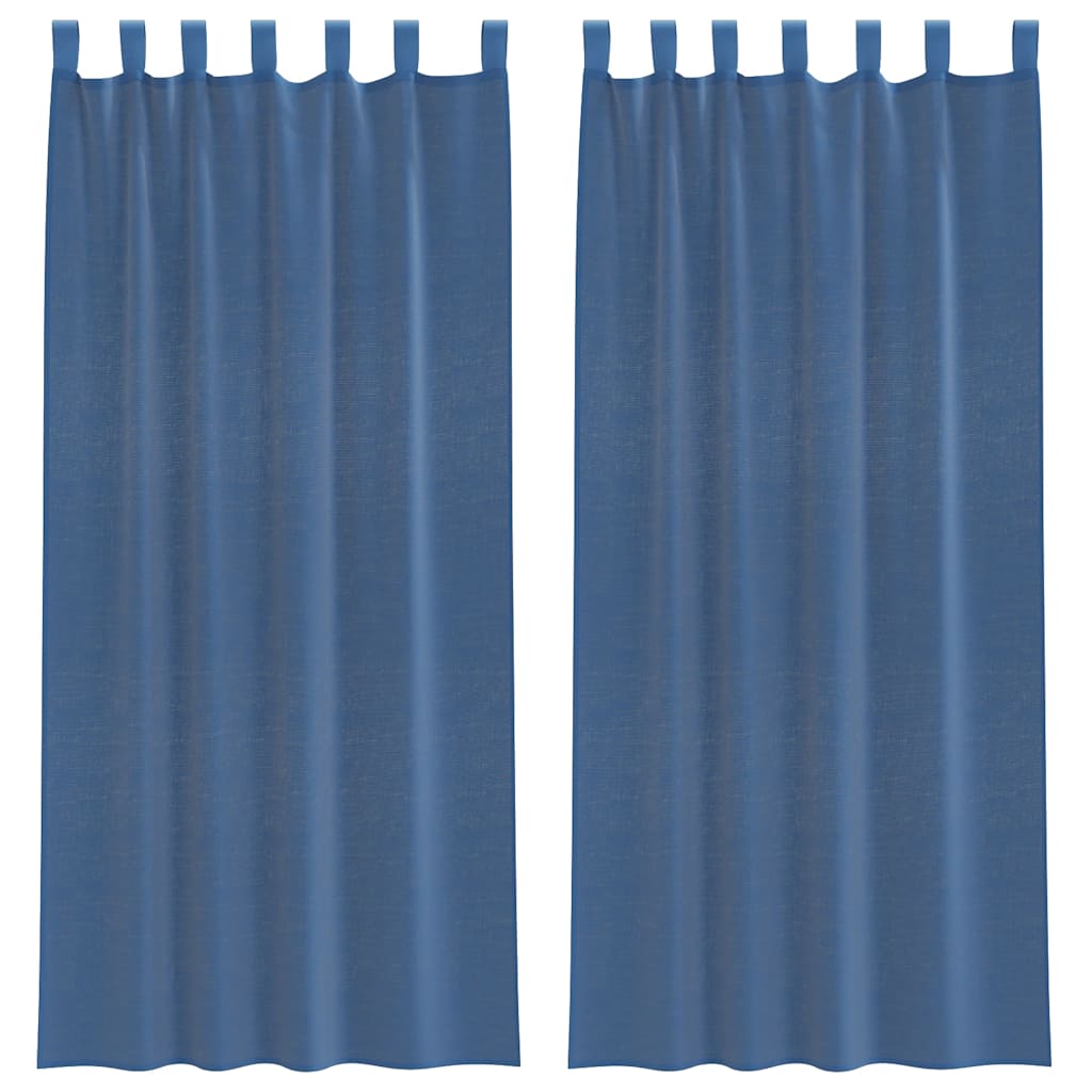 Tende in Voile con Passanti 2 pz Blu Reale 140x225 cm