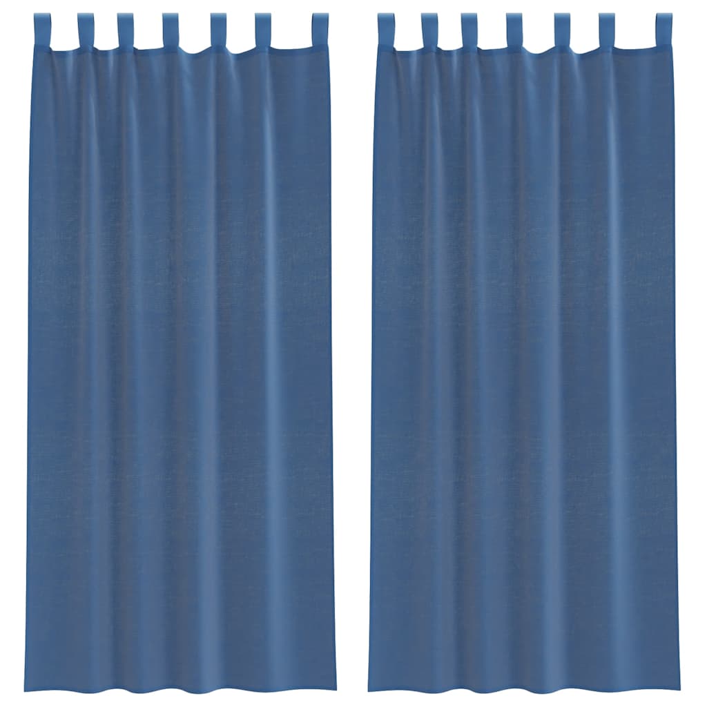 Tende in Voile con Passanti 2 pz Blu Reale 140x245 cm