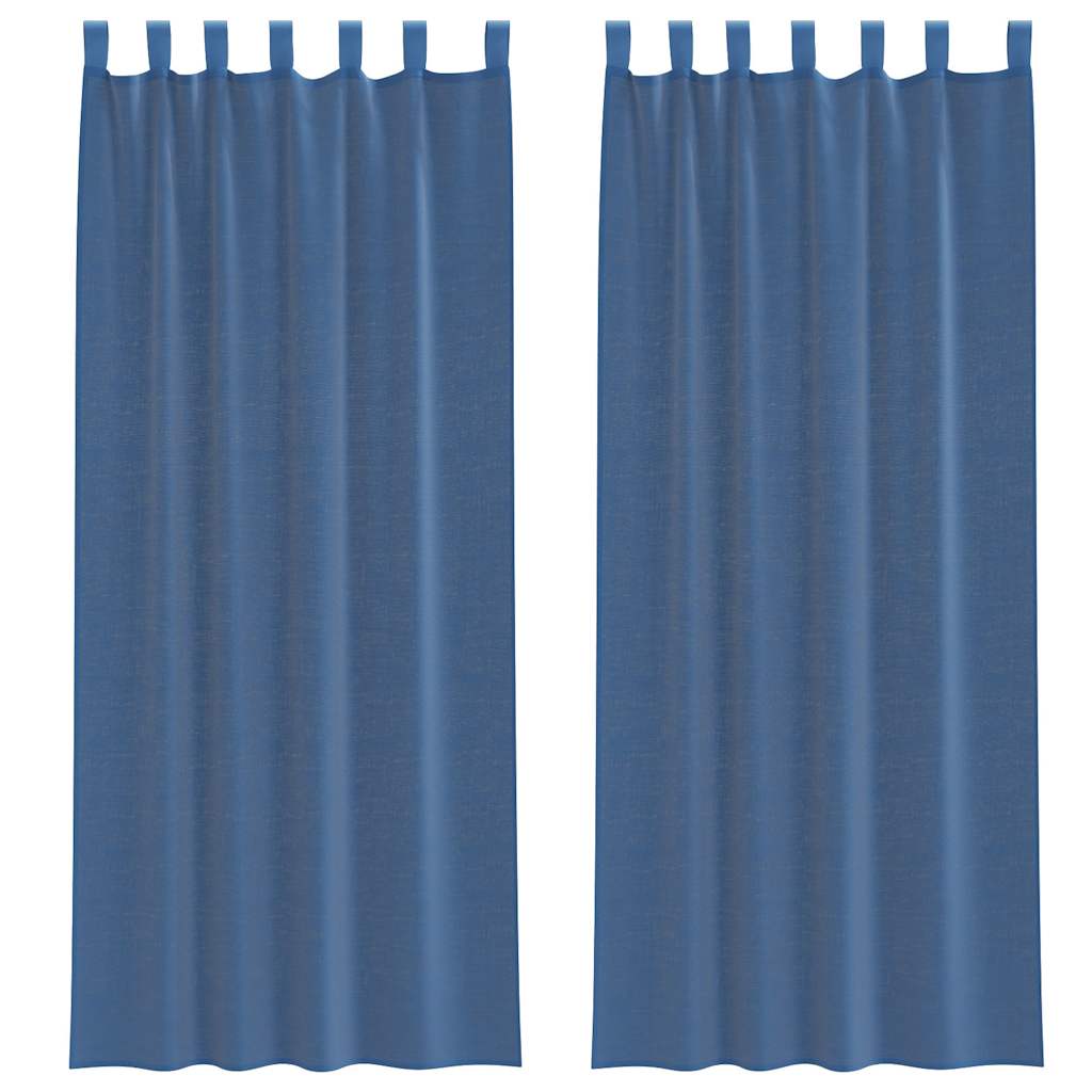 Tende in Voile con Passanti 2 pz Blu Reale 140x260 cm