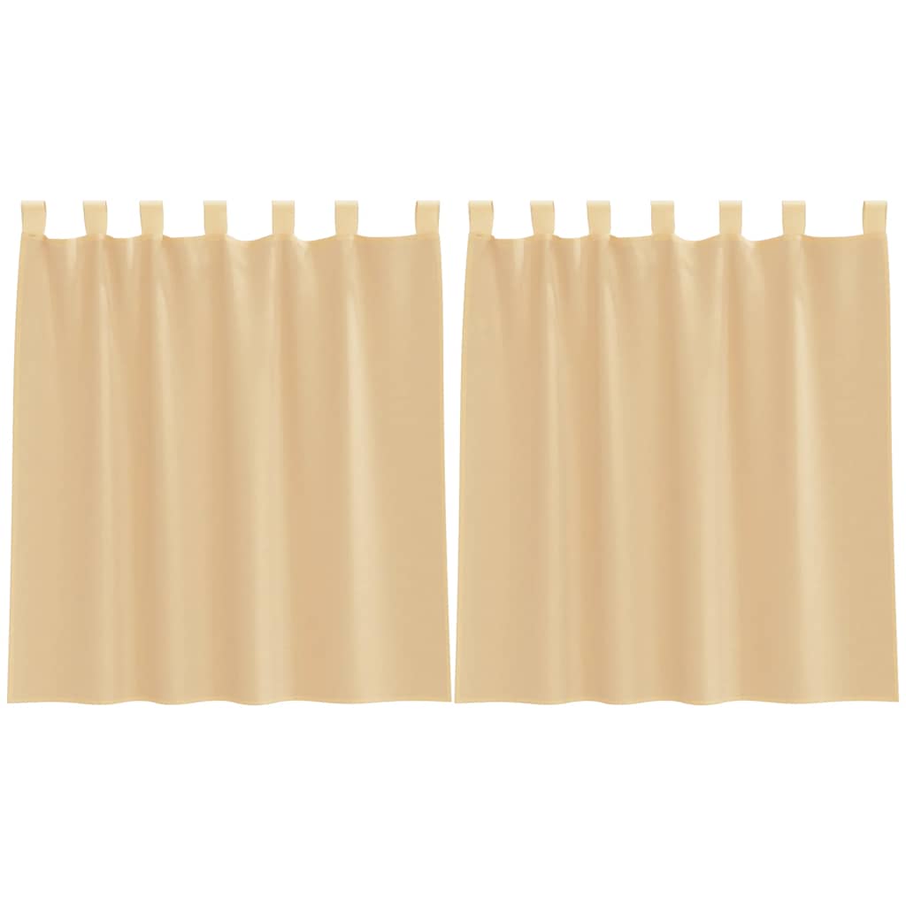 Tende in Voile con Passanti 2 pz Sabbia 140x140 cm