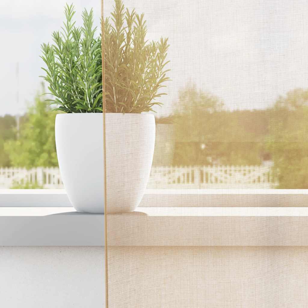 Tende in Voile con Passanti 2 pz Sabbia 140x140 cm
