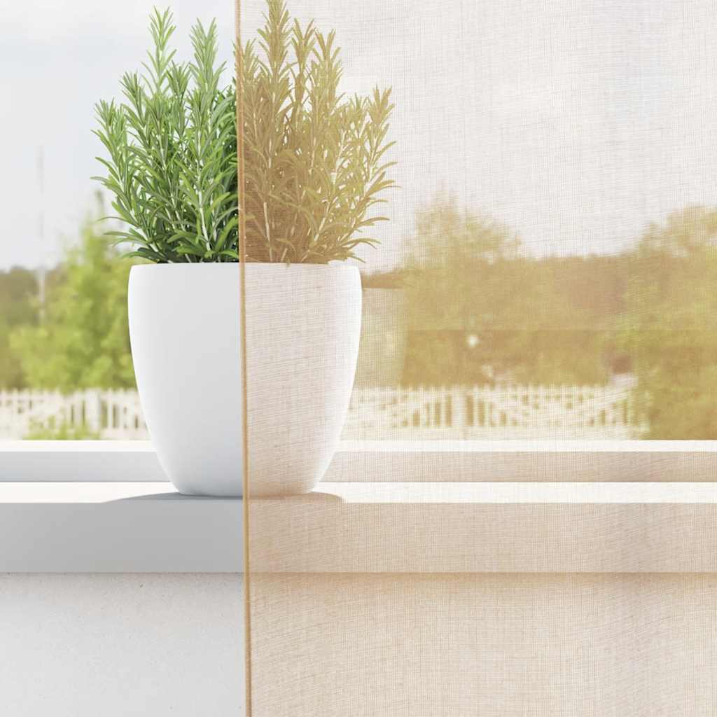 Tende in Voile con Passanti 2 pz Sabbia 140x225 cm