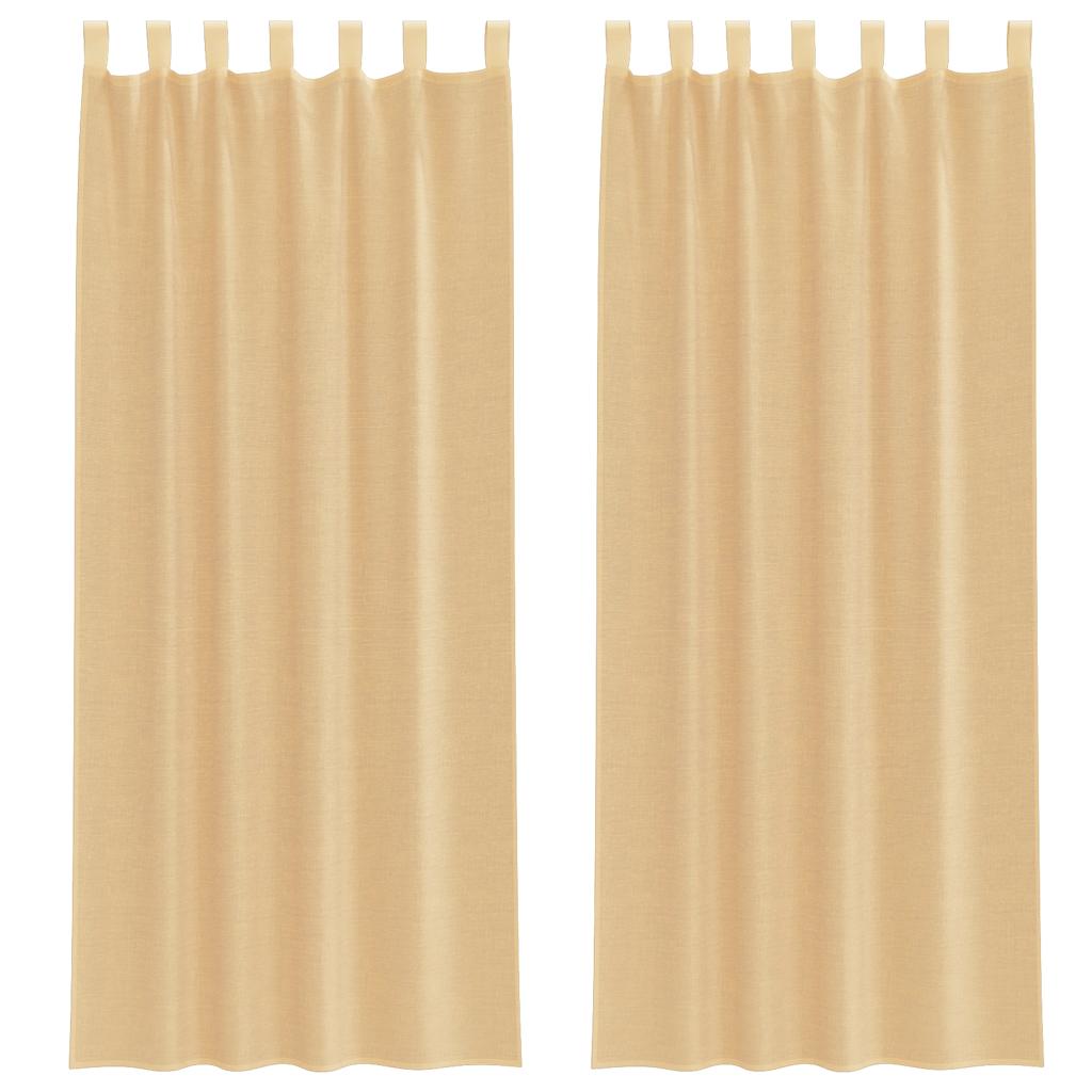 Tende in Voile con Passanti 2 pz Sabbia 140x260 cm