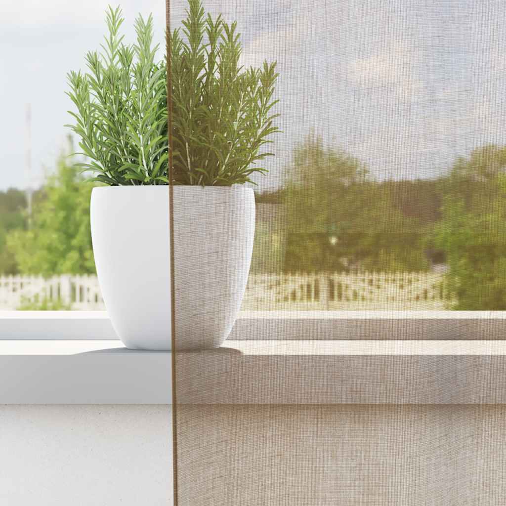 Tende in Voile con Passanti 2 pz Marrone Chiaro 140x175 cm