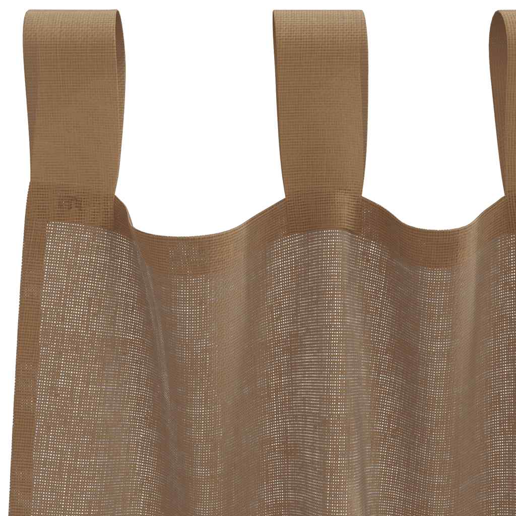 Tende in Voile con Passanti 2 pz Marrone Chiaro 140x175 cm