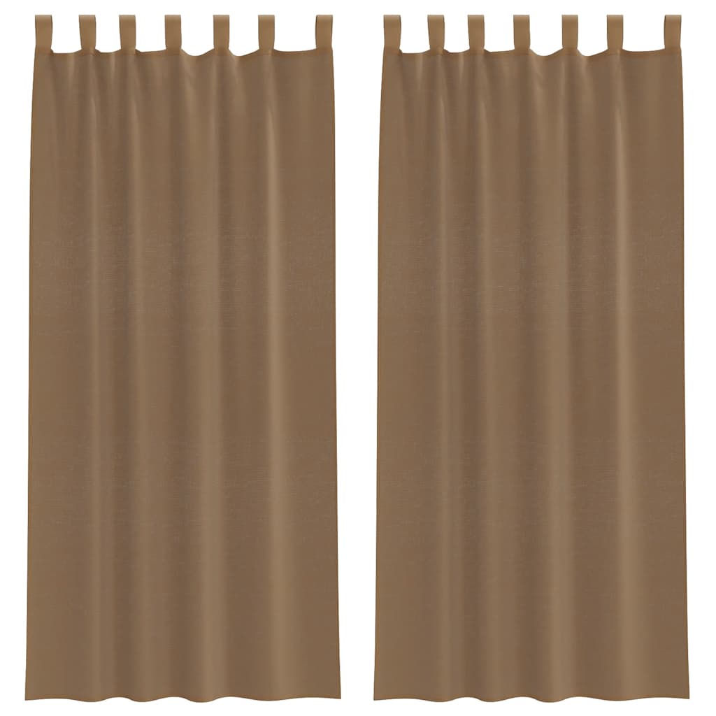 Tende in Voile con Passanti 2 pz Marrone Chiaro 140x225 cm