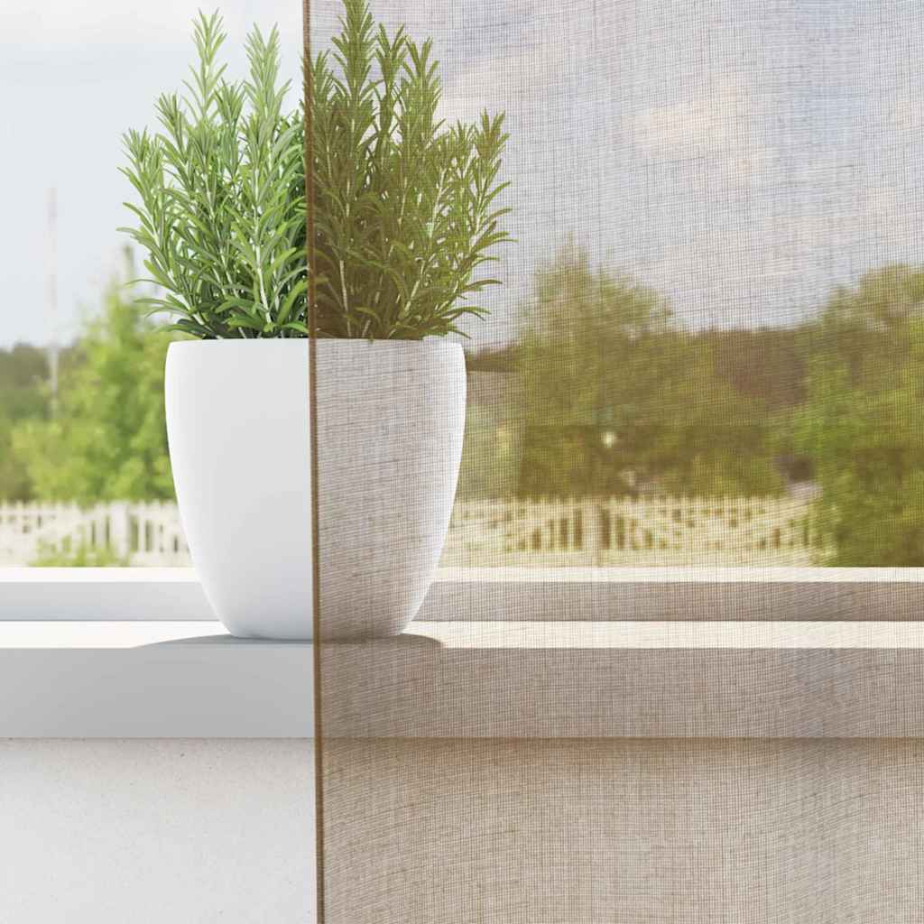Tende in Voile con Passanti 2 pz Marrone Chiaro 140x225 cm