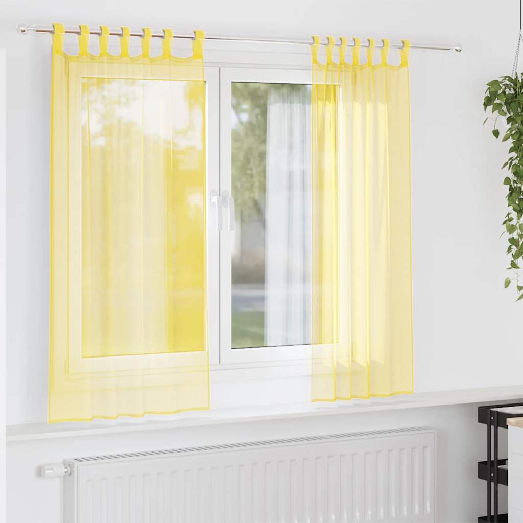Tende in Voile con Passanti 2 pz Giallo 140x175 cm