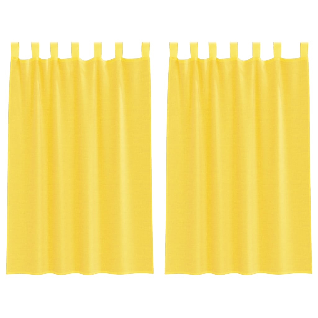 Tende in Voile con Passanti 2 pz Giallo 140x175 cm
