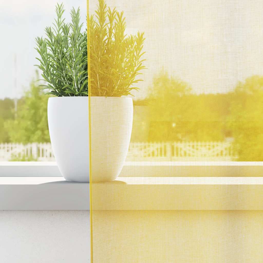 Tende in Voile con Passanti 2 pz Giallo 140x175 cm