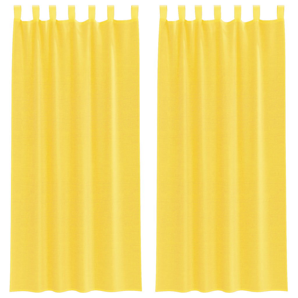 Tende in Voile con Passanti 2 pz Giallo 140x225 cm