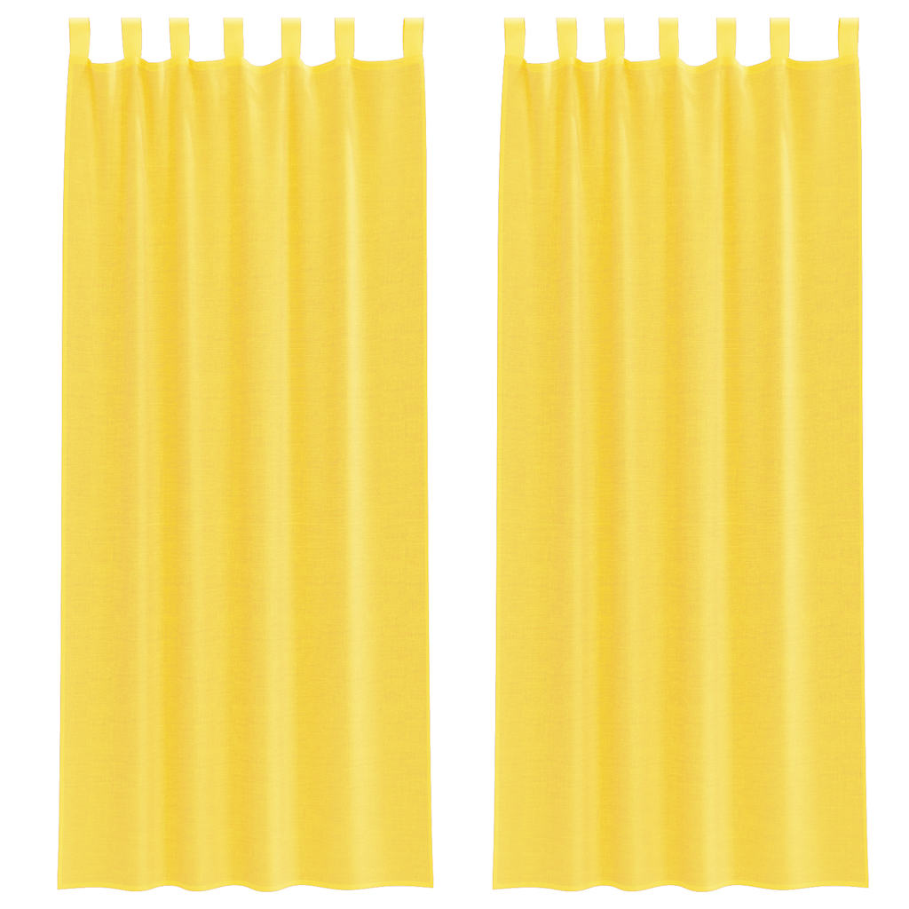 Tende in Voile con Passanti 2 pz Giallo 140x260 cm