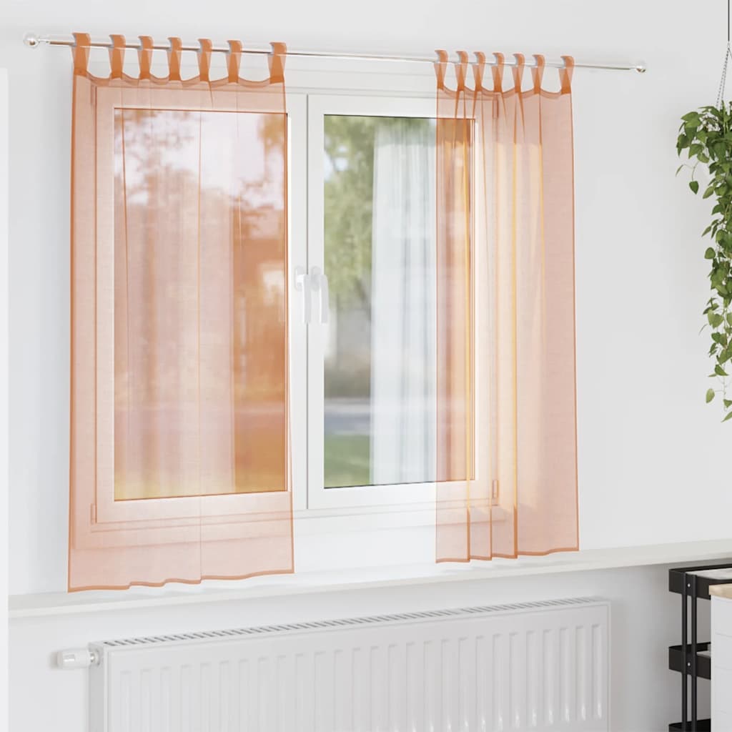 Tende in Voile con Passanti 2 pz Terracotta 140x140 cm