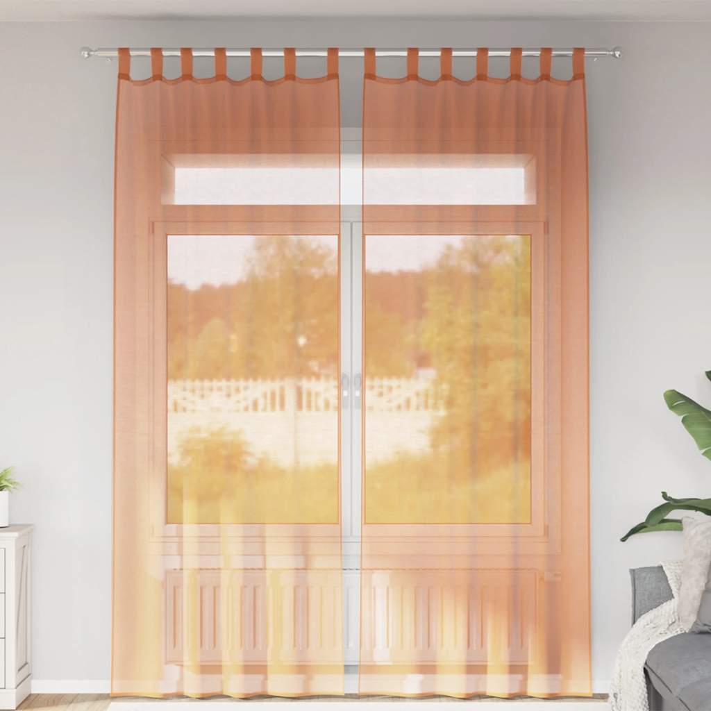 Tende in Voile con Passanti 2 pz Terracotta 140x260 cm