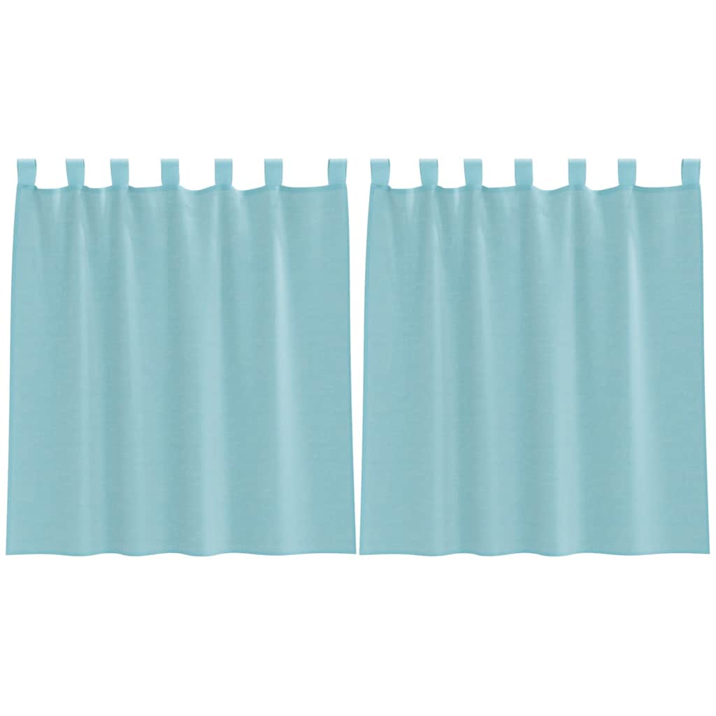 Tende in Voile con Passanti 2 pz Turchese 140x140 cm