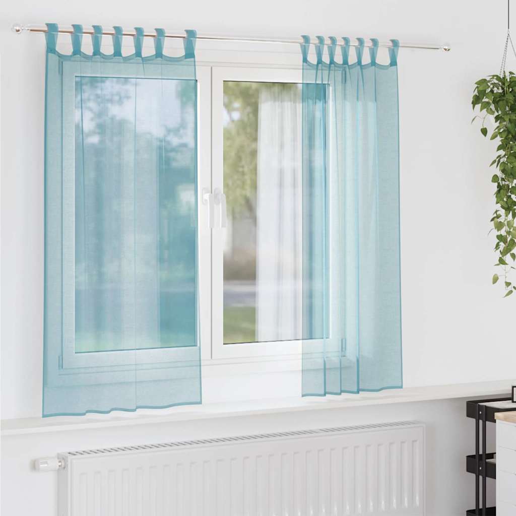Tende in Voile con Passanti 2 pz Turchese 140x175 cm