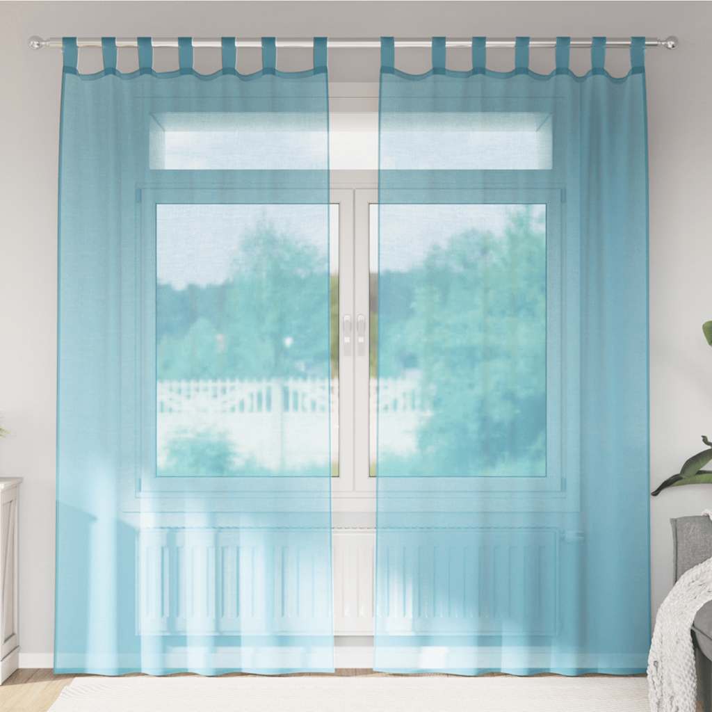 Tende in Voile con Passanti 2 pz Turchese 140x225 cm