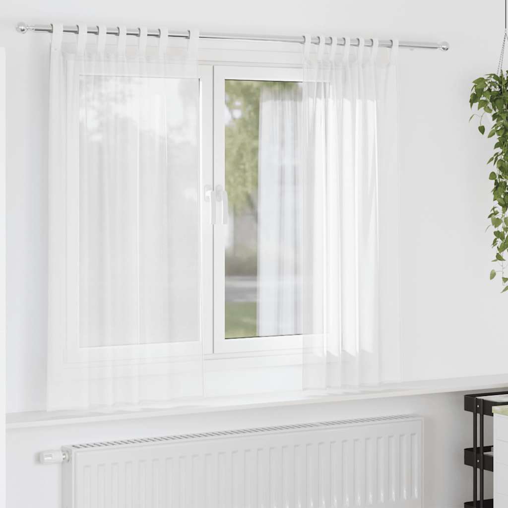 Tende in Voile con Passanti 2 pz Bianco 140x140 cm