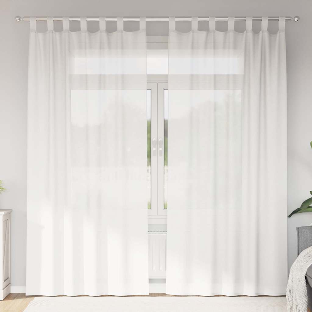 Tende in Voile con Passanti 2 pz Bianco 140x245 cm