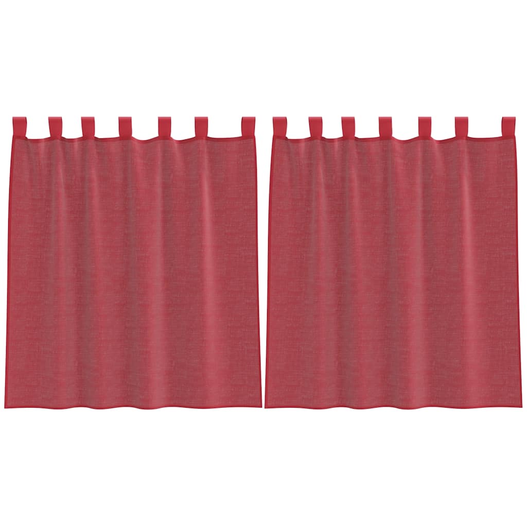 Tende in Voile con Passanti 2 pz Rosso Vino 140x140 cm