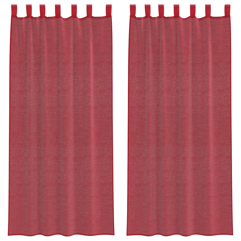 Tende in Voile con Passanti 2 pz Rosso Vino 140x245 cm