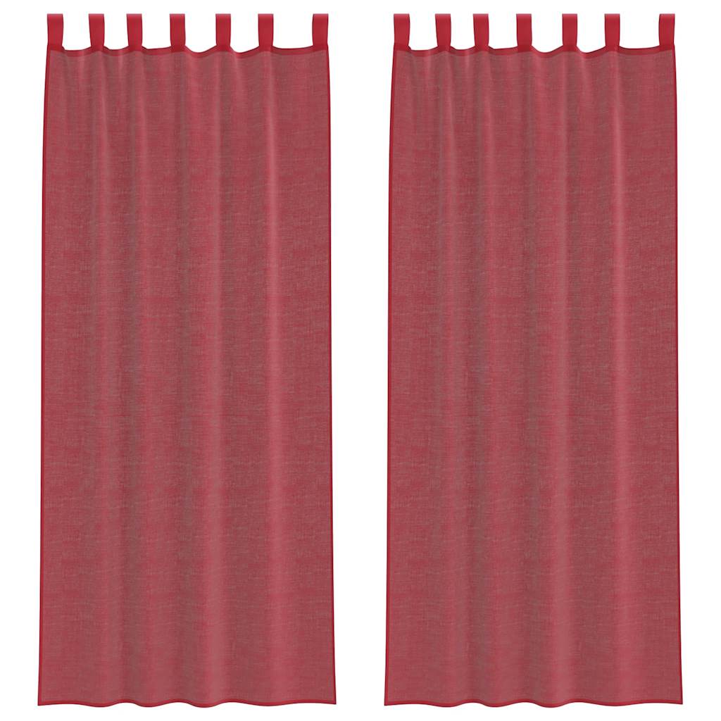 Tende in Voile con Passanti 2 pz Rosso Vino 140x260 cm