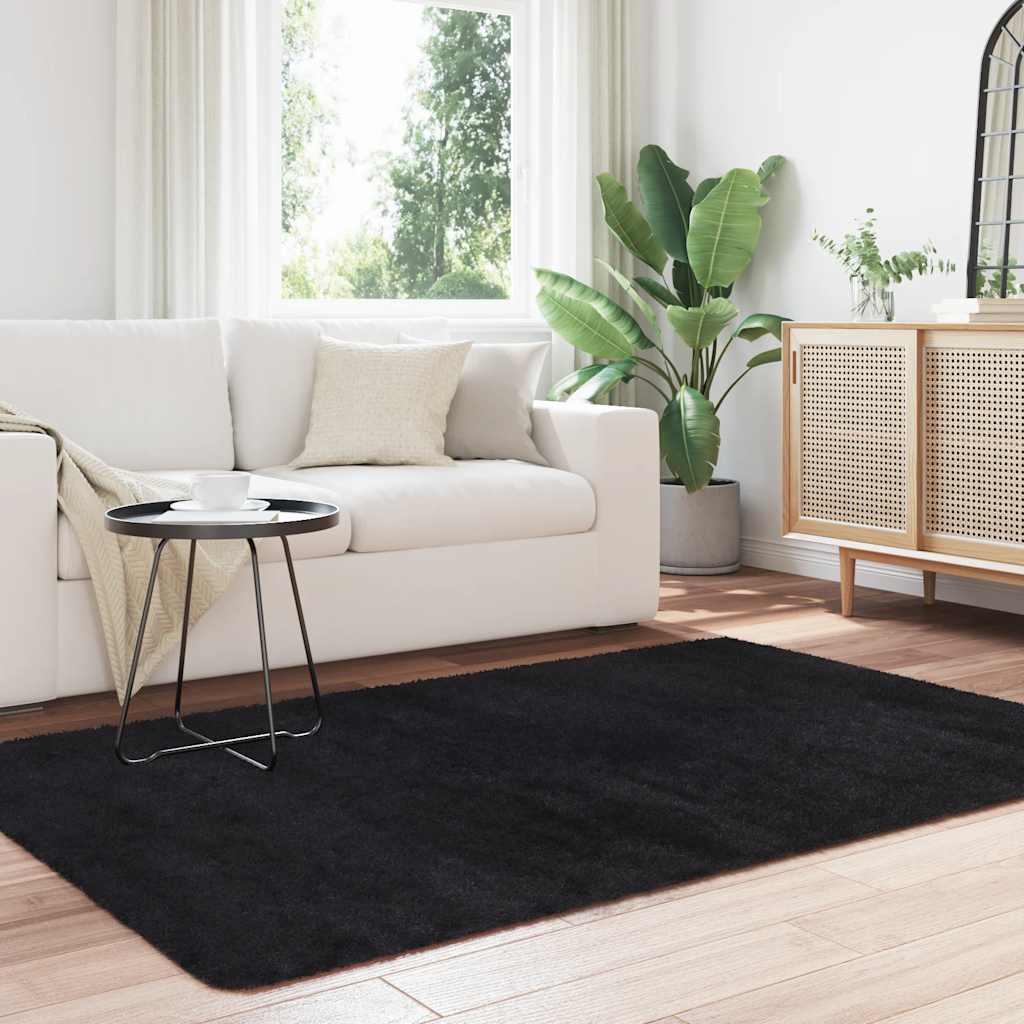 Tappeto Shaggy a Pelo Lungo NAVARRA Nero 130x200 cm poliestere