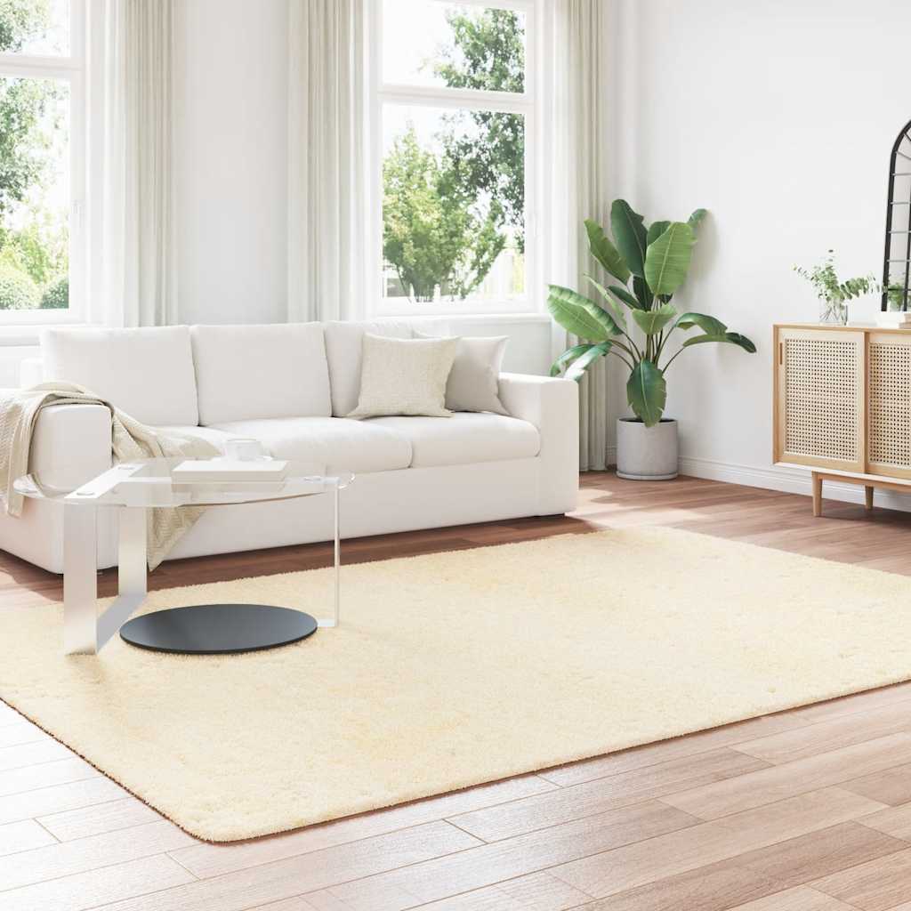 Tappeto Shaggy a Pelo Lungo NAVARRA Crema 200x290 cm poliestere