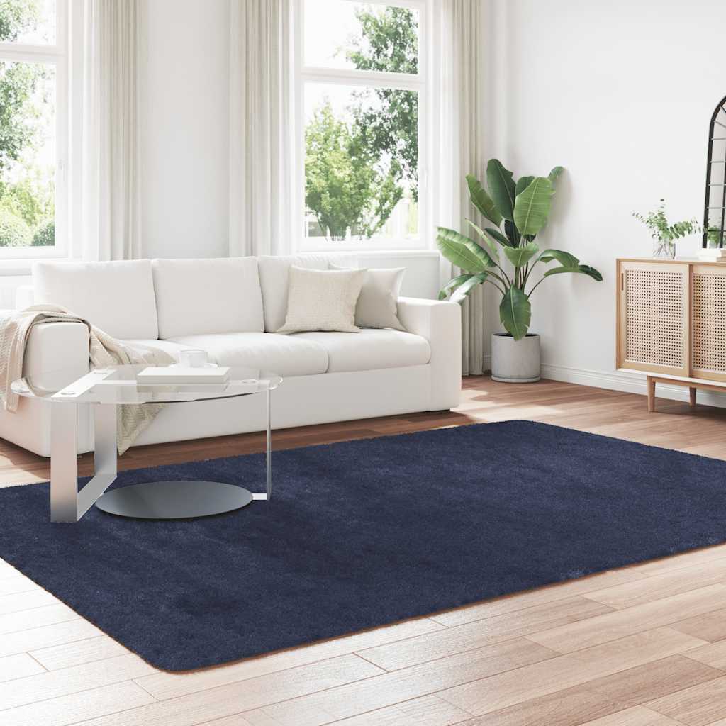 Tappeto Shaggy a Pelo Lungo NAVARRA Blu Marino 200x290 cm