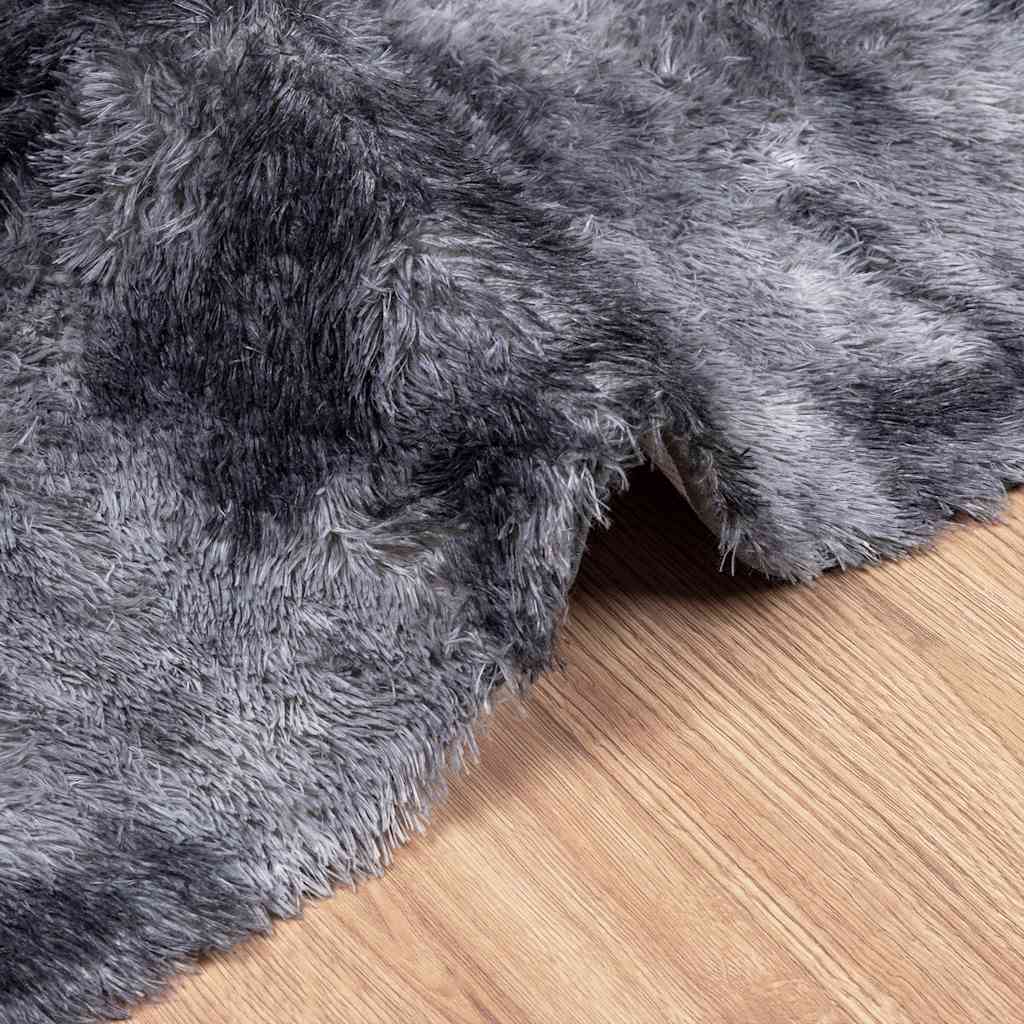Tappeto Shaggy a Pelo Lungo NAVARRA Grigio Scuro 120x120 cm