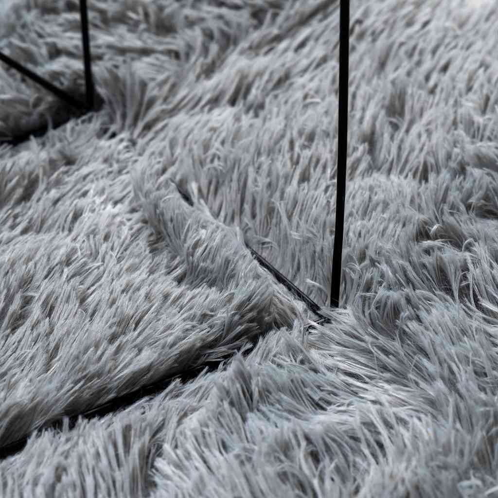 Tappeto Shaggy a Pelo Lungo NAVARRA Grigio Chiaro 120x120 cm