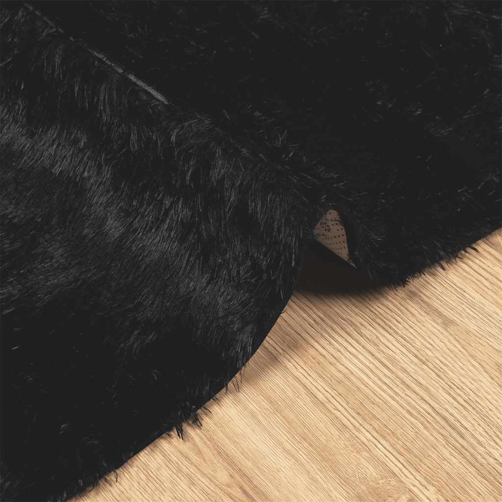 Tappeto Shaggy a Pelo Lungo NAVARRA Nero 160x160 cm poliestere
