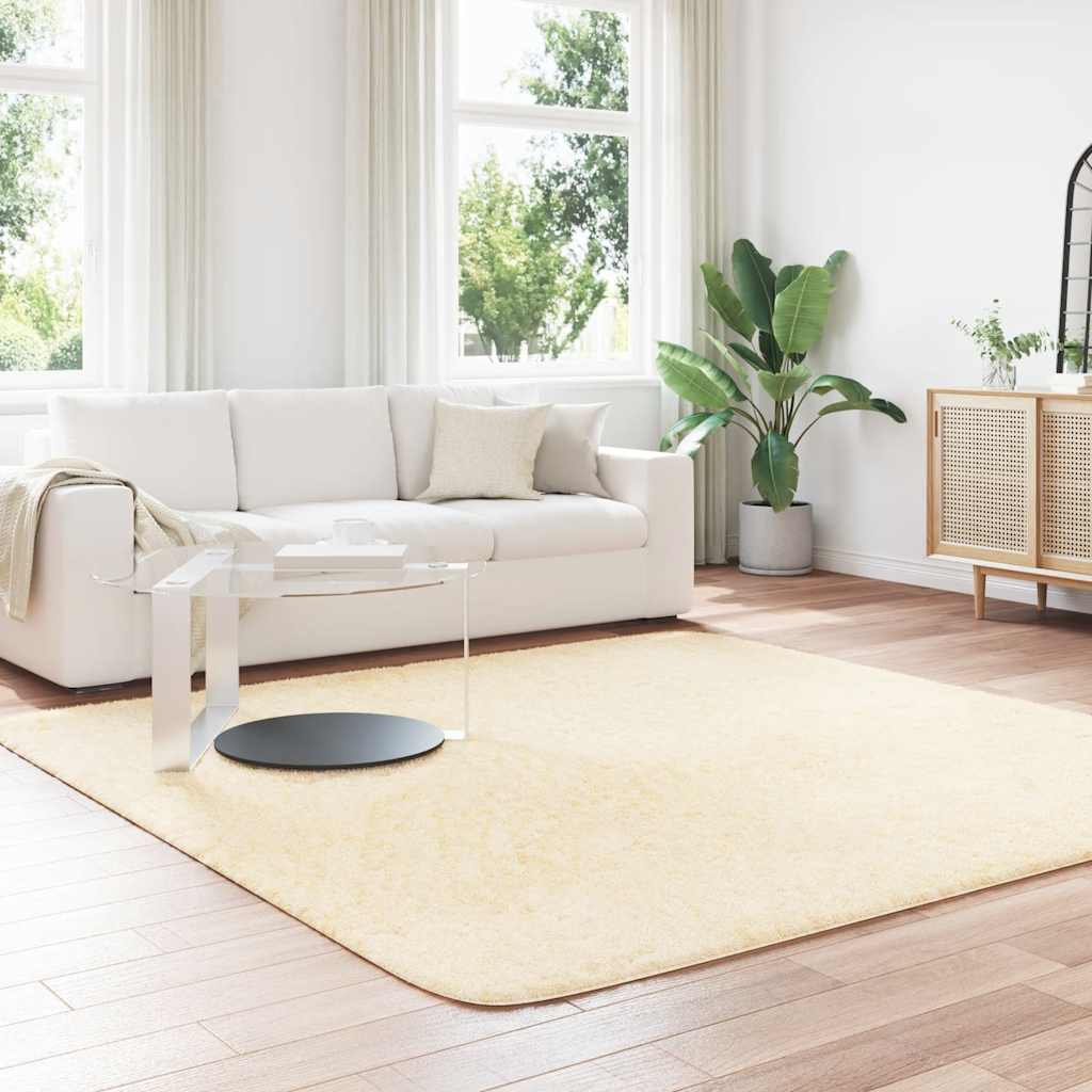 Tappeto Shaggy a Pelo Lungo NAVARRA Crema 240x240 cm poliestere