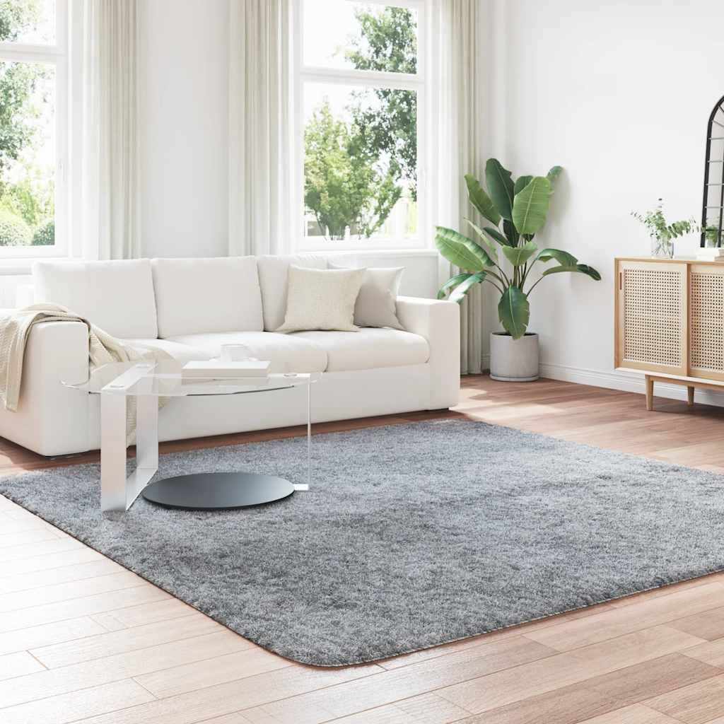 Tappeto Shaggy a Pelo Lungo NAVARRA Grigio Chiaro 240x240 cm