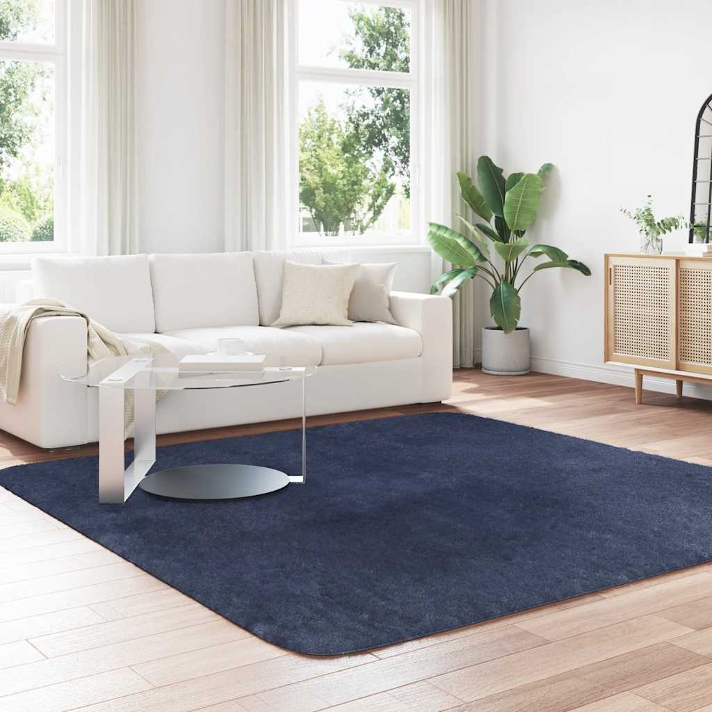 Tappeto Shaggy a Pelo Lungo NAVARRA Blu Marino 240x240 cm