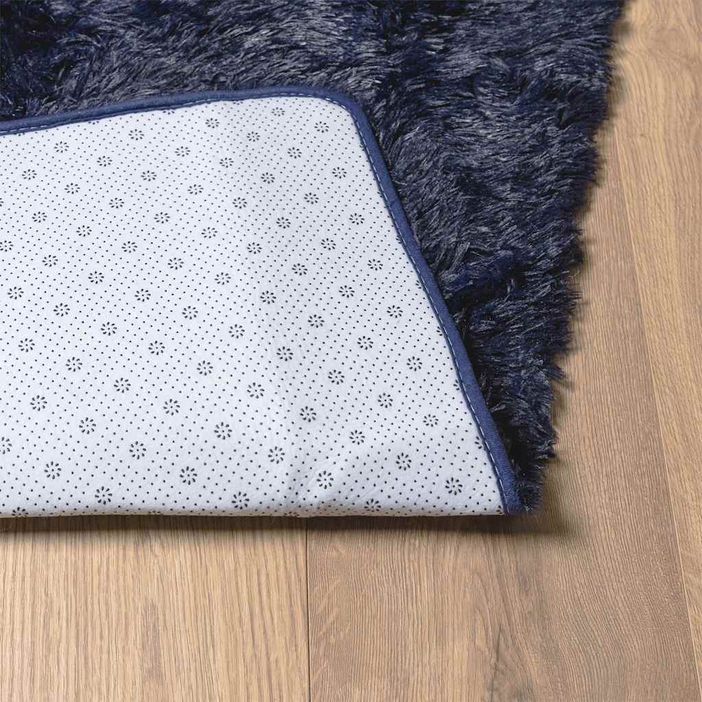 Tappeto Shaggy a Pelo Lungo NAVARRA Blu Marino 240x240 cm
