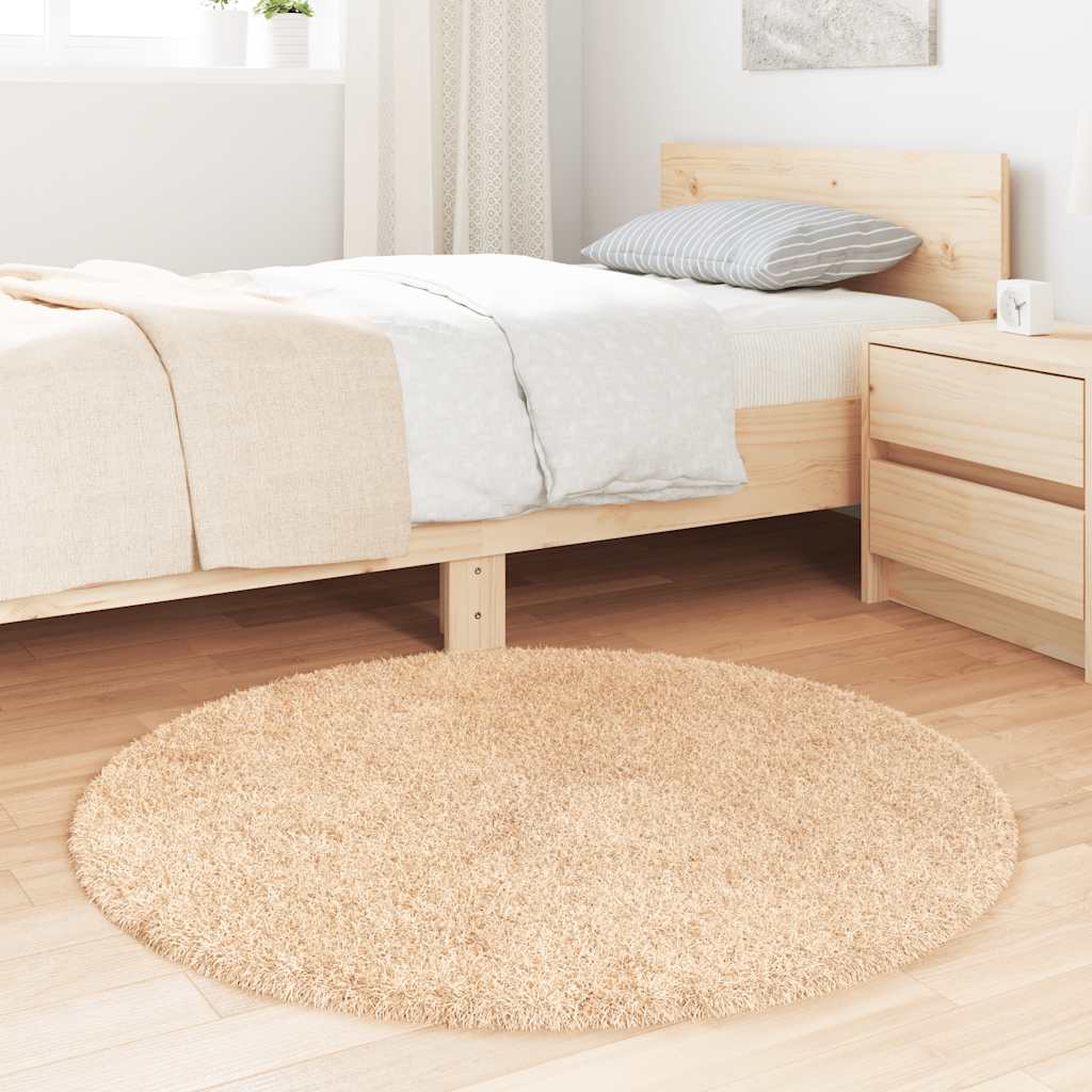 Tappeto Shaggy a Pelo Lungo NAVARRA Beige 100x100 cm poliestere