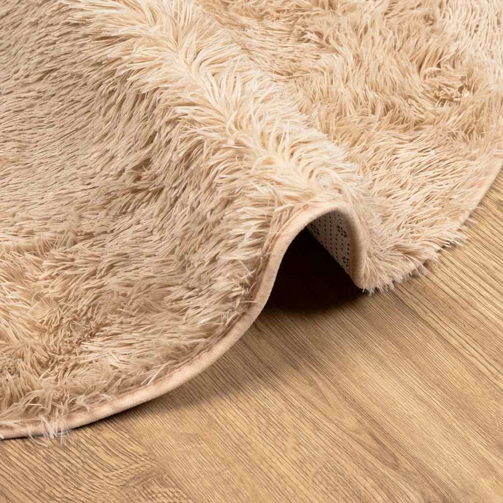 Tappeto Shaggy a Pelo Lungo NAVARRA Beige 100x100 cm poliestere